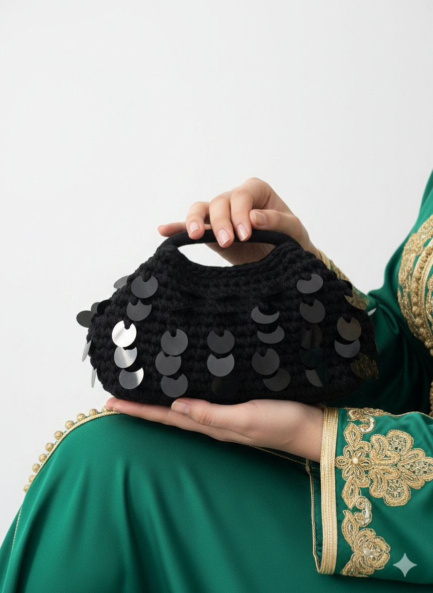 Lilly sequine clutch black