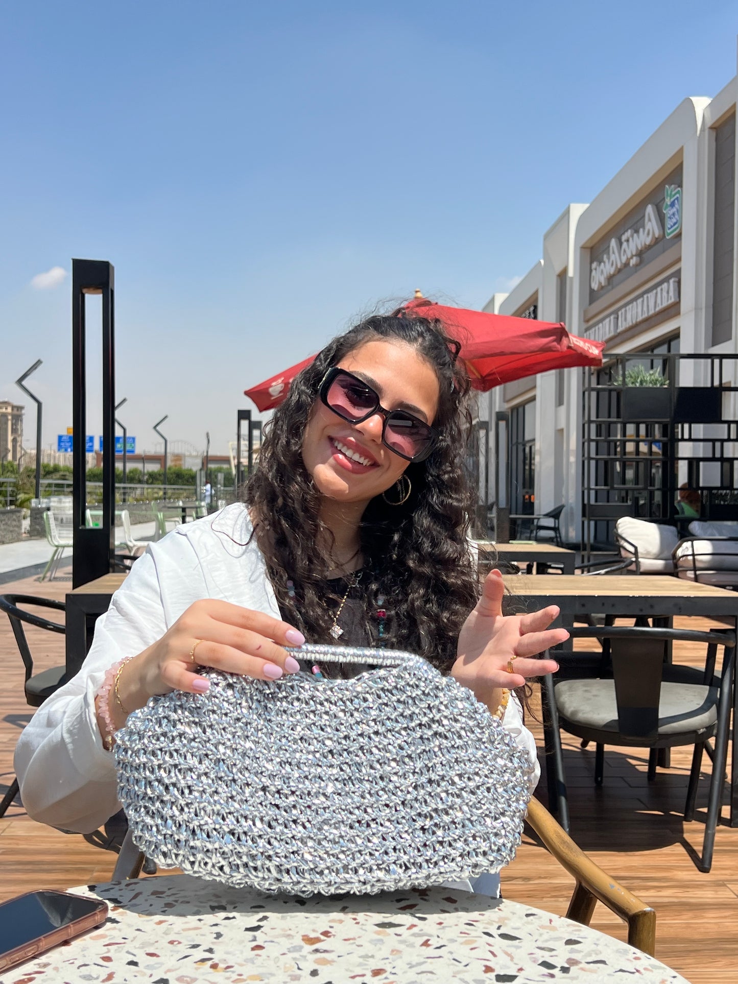 Silver lilly clutch