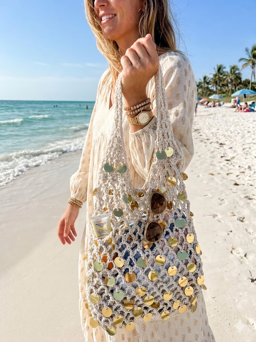 Sequins crochet bag