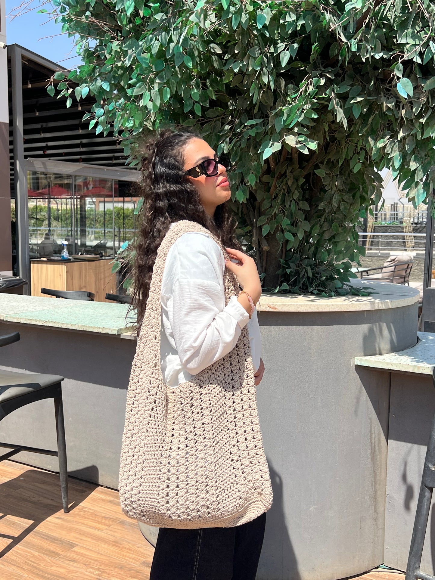 Sofiaa cotton bag beige color