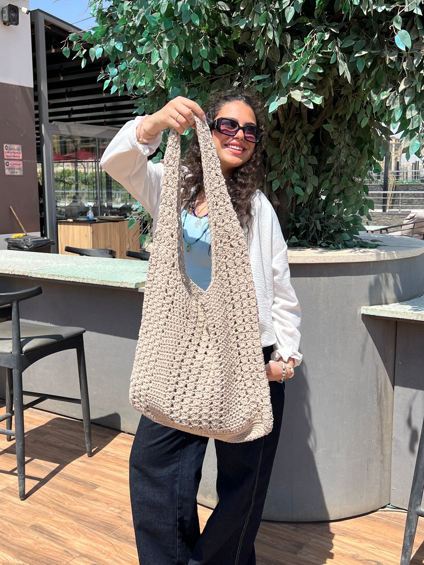 Sofiaa cotton bag beige color