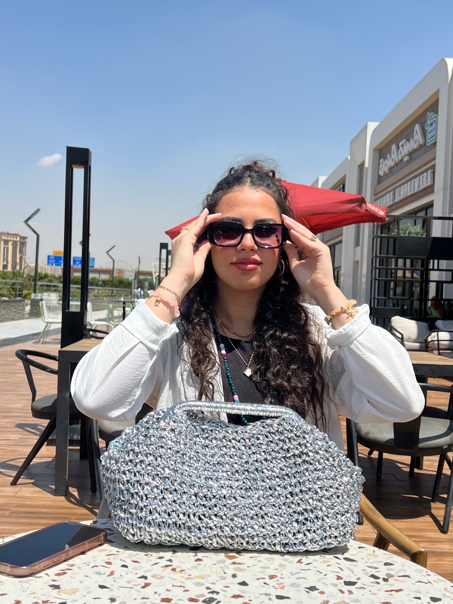 Silver lilly clutch