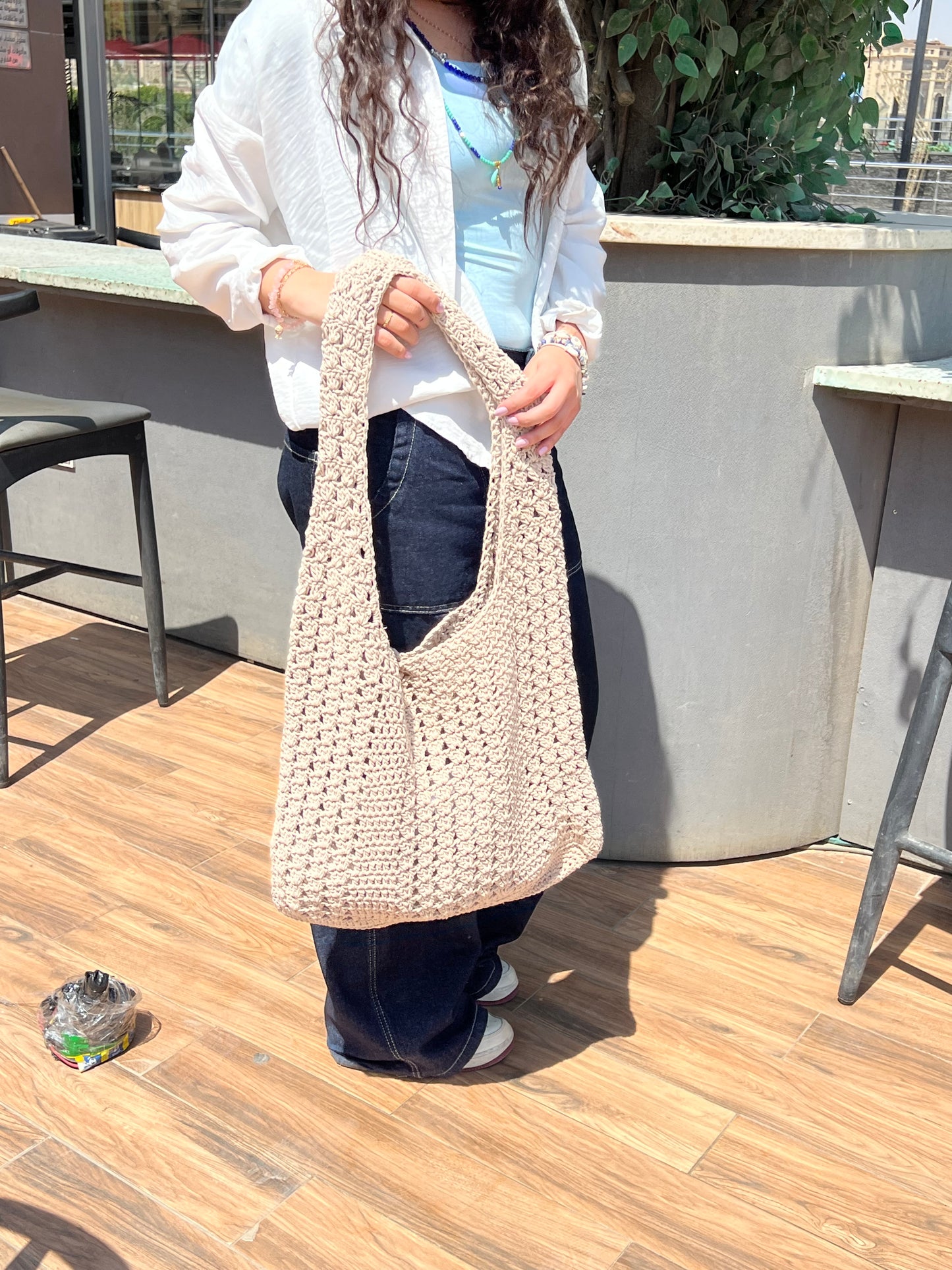 Sofiaa cotton bag beige color